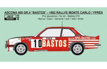 Decal – Opel Ascona 400 - 1982 Rallye Monte Carlo / Ypres - Colsoul / Lopez 1/24